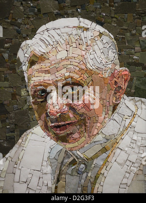 Mosaik von Papst Benedict XVI (Joseph Aloisius Ratzinger), souverän des Staates Vatikanstadt und Führer der katholischen Kirche. Stockfoto