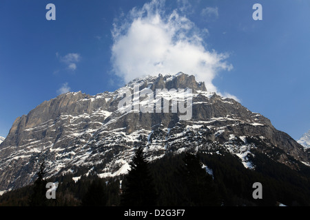 Winterschnee, Schrekhorn Berg, Skigebiet Grindelwald; Schweizer Alpen Jungfrau - Aletsch; Berner Oberland; Schweiz; Europa Stockfoto