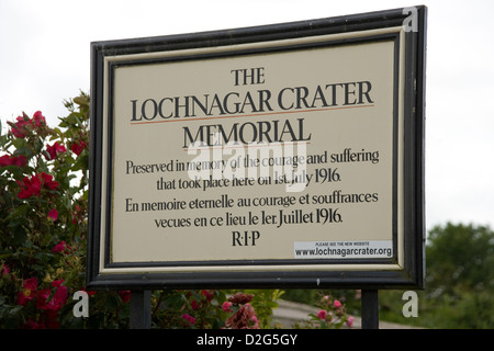 Lochnagar Crater in La Boiselle an der Somme in Frankreich, die Website eines Bergwerks geblasen von den Briten am 1. Juli 1916 Erster Weltkrieg Stockfoto