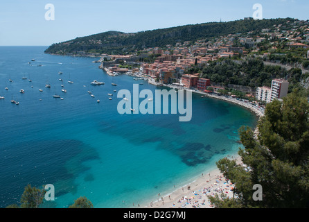 Bucht von Villefranche Sur Mer neben Stadt Nizza an der französischen riviera Stockfoto