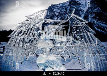 Das Lake Louise Ice Magic Festival ist das Herzstück des Banff National Park Snow Days Festival Stockfoto