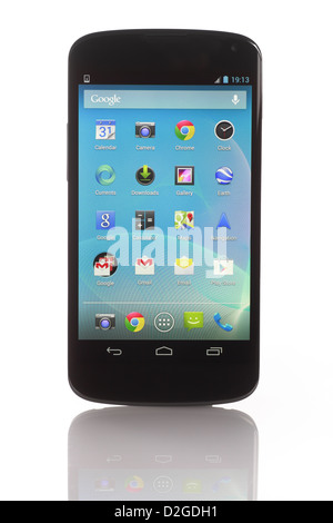 Google Nexus 4-Handy - Android-Betriebssystem Stockfoto