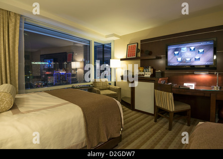 Die modernen und luxuriösen Zimmer des Aria Resort and Casino in Las Vegas. Stockfoto