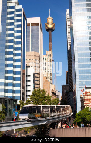 Nur auf 25 Jahre lang reiste die futuristischste aussehende Sydney Monorail über die Straßen von Sydney Australia Stockfoto