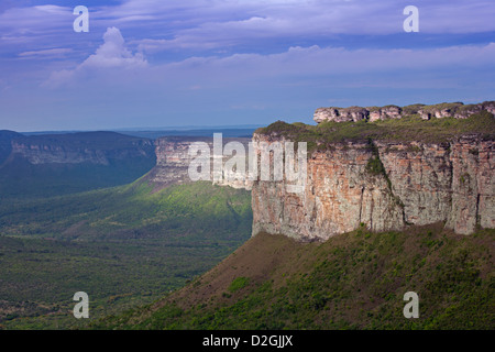 Das Cape Valley (Vale do Cape) vom Pai Inacio Aussichtspunkt, einem beliebten Wanderziel, Chapada Diamantina Nationalpark Berge, Bahia, Brasilien Stockfoto