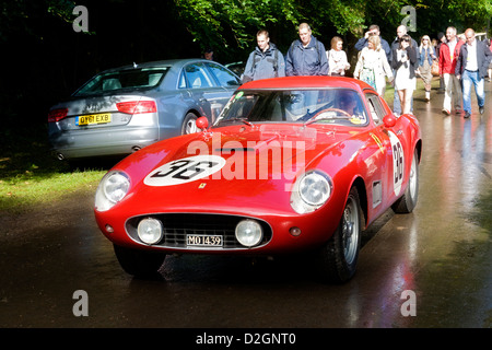 1958 wird der Zuschauer auf die 2012 Goodwood Festival of Speed, Sussex, UK Ferrari 250 Passo Lungo Tour de France durchläuft. Stockfoto