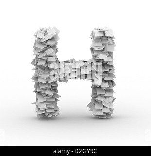 Alphabet aus Papierbögen in Stapel markiert Stockfoto