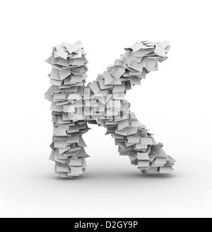 Alphabet aus Papierbögen in Stapel markiert Stockfoto