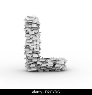 Alphabet aus Papierbögen in Stapel markiert Stockfoto