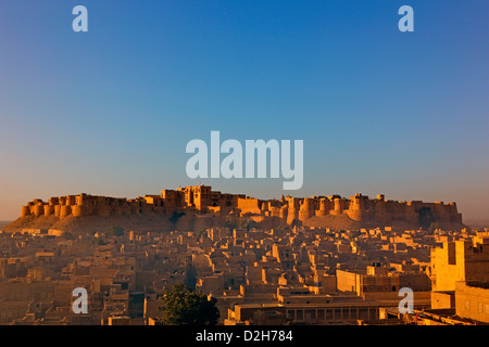 Einlaufendes, Rajasthan, Indien die Altstadt im Licht frühen Morgens golden Stockfoto