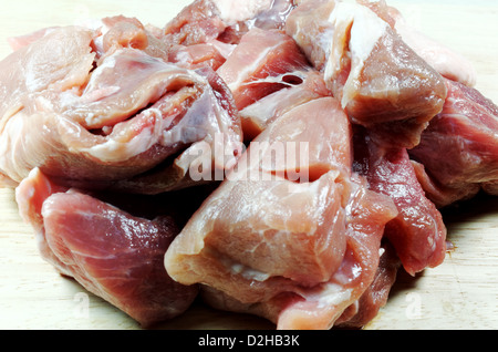 Frische rohe gewürfelte Schweinefleisch Stücke Stockfoto