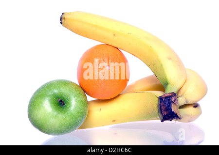 Berlin, Deutschland, Apfel, Orange und Banane Stockfoto