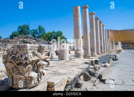 Ruinen der römischen Stadt Skythopolis in Beit Shean Nationalpark, Israel Stockfoto