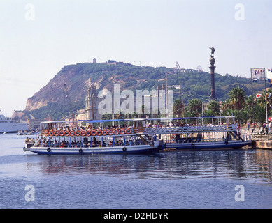 Ausflugsschiff "Las Golindrinas" in Port de Barcelona, Barcelona, Provinz Barcelona, Katalonien, Spanien Stockfoto