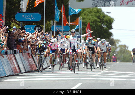 25. Januar 2013. Tanunda, Australien.  Andre Greipel gewinnt 4. Etappe der Tour Down Under in Tanunda.Action Plus Sport Bilder/Alamy live-News. Stockfoto