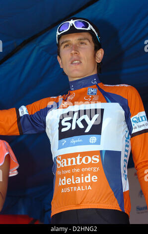 25. Januar 2013. Tanunda, Australien. Geraint Thomas bleibt fünf Sekunden vor der Tour Down Under Ocker Jersey nach heutigen vierten Etappe, gewonnen von Andre Greipel.Action Plus Sport Bilder/Alamy live-Nachrichten. Stockfoto