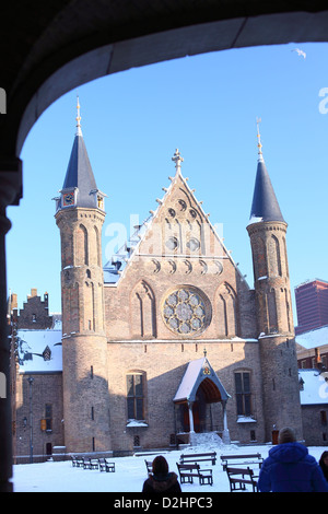 Binnenhof, den Haag, Niederlande, Den Haag, Winter und Schnee Stockfoto