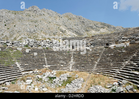 Sagalassos Türkei. Die Höhenlage und herrlich gelegenen hellenistischen Stil römisches Theater das 9000 Zuschauer sitzen. Stockfoto