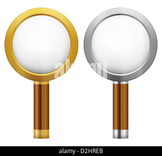 Lupe auf einem weißen Hintergrund isoliert. Vektor-Illustration. Stockfoto