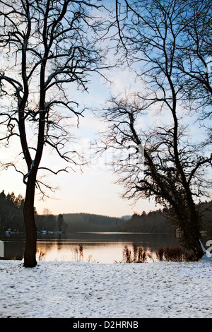 Verschneiten Wintertag am Sturmtaucher, Wiltshire Stockfoto