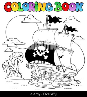 Malbuch mit Piratenthema 7 - Bild-Darstellung. Stockfoto