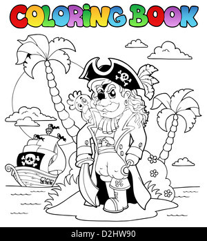 Malbuch mit Piratenthema 9 - Bild-Darstellung. Stockfoto