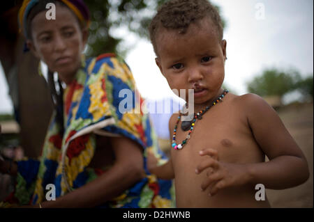 Flüchtlinge aus dem nördlichen Teil von Mali in einem Lager in Burkina Faso im Juni 2012 Stockfoto