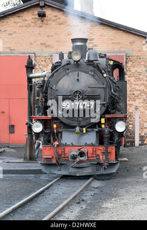 Der Lößnitzgrund-Bahn und der Dampflokomotive, Deutschland Stockfoto