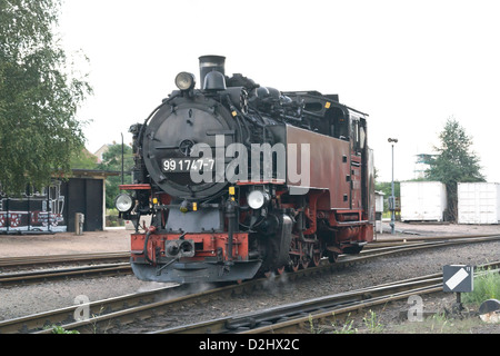 Der Lößnitzgrund-Bahn und der Dampflokomotive, Deutschland Stockfoto