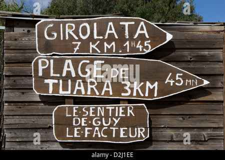 Korsika: rustikale Straßenschild Stockfoto