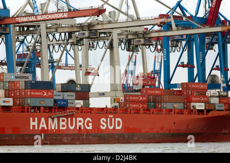 Hamburg, Deutschland, Containerschiff am Container Terminal Burchardkai Stockfoto