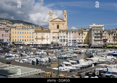 Korsika: Bastia - Vieux Port / St-Jean-Baptiste-Kirche Stockfoto