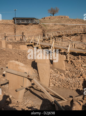 Göbekli, neolithische Hügel Heiligtum errichtet, oben auf einem Bergrücken in der südöstlichen Anatolien Region der Türkei Stockfoto