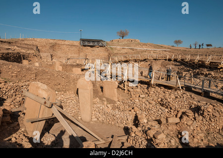 Göbekli, neolithische Hügel Heiligtum errichtet, oben auf einem Bergrücken in der südöstlichen Anatolien Region der Türkei Stockfoto