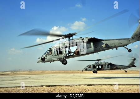 Zwei MH-60 b Hubschrauber Verhalten einem Übungsflug 28. November 2012 in Bahrain. Stockfoto