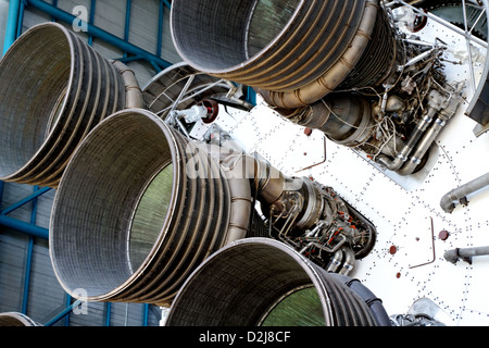 Saturn 5 1. Stufe f-1-Motoren, Kennedy Space Center, Florida Stockfoto