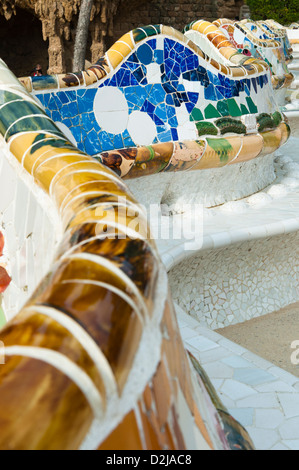 Guell-Park (Parc Güell), Gaudi-Architektur, UNESCO-Weltkulturerbe, Catalunya (Katalonien) (Cataluna), Barcelona, Spanien Stockfoto