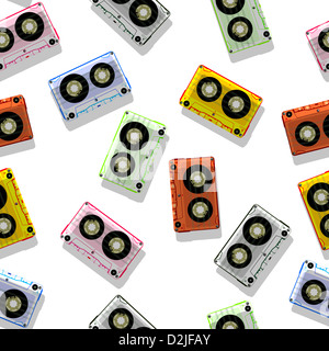 Audio-Kassetten schattierten Muster, abstrakte nahtlose Textur; Vektor-Illustration Kunst; Bild enthält Transparenz Stockfoto