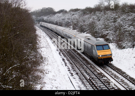 Chiltern Railways Mainline Train im winter Stockfoto