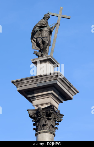 König Sigismund III. Vasa Statue auf der korinthischen Säule, historisches Wahrzeichen aus dem Jahr 1644 in Warschau, Polen Stockfoto