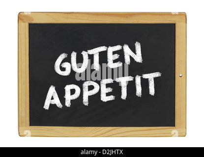 Guten Appetit auf einer Tafel Stockfoto