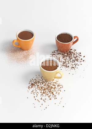 Hamburg, Deutschland, drei verschiedene Arten von löslichem Kaffee Stockfoto