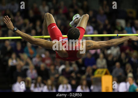 Glasgow, Vereinigtes Königreich. 26. Januar 2013. Keith Moffat USA Hochsprung Dritter Platz 26.01.2013 britischen Leichtathletik Glasgow International Match Emirates Arena Credit: ALAN OLIVER / Alamy Live News Stockfoto