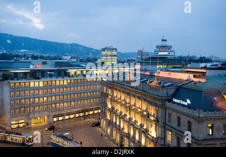 Zürich, Schweiz, UBS Bank und Credit Suisse Paradeplatz Stockfoto