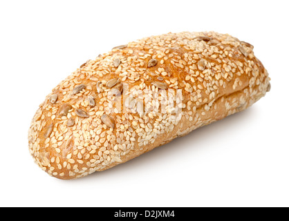 Brötchen mit Samen isoliert auf weißem Hintergrund Stockfoto