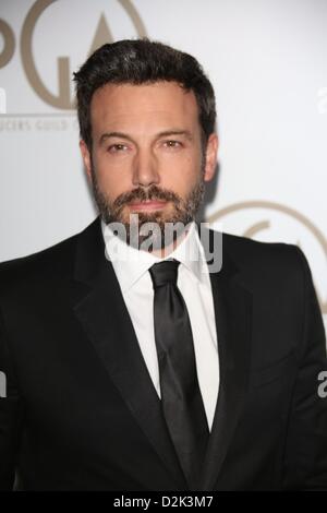 US-Schauspieler, Regisseur und Produzent Ben Affleck kommt bei den 24. annual Hersteller Guild Awards im Hotel Beverly Hills in Beverly Hills, USA, 26. Januar 2013. Foto: Hubert Boesl/Dpa/Alamy Live News/Alamy Live News Stockfoto