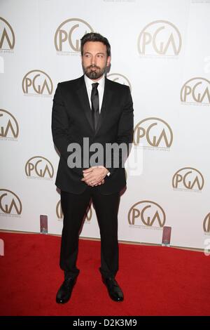 US-Schauspieler, Regisseur und Produzent Ben Affleck kommt bei den 24. annual Hersteller Guild Awards im Hotel Beverly Hills in Beverly Hills, USA, 26. Januar 2013. Foto: Hubert Boesl/Dpa/Alamy Live News/Alamy Live News Stockfoto