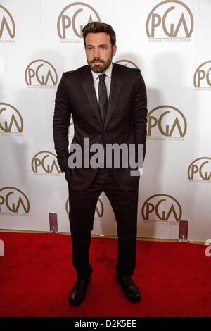 US-Schauspieler, Regisseur und Produzent Ben Affleck kommt bei den 24. annual Hersteller Guild Awards im Hotel Beverly Hills in Beverly Hills, USA, 26. Januar 2013. Foto: Hubert Boesl/Dpa/Alamy Live News Stockfoto