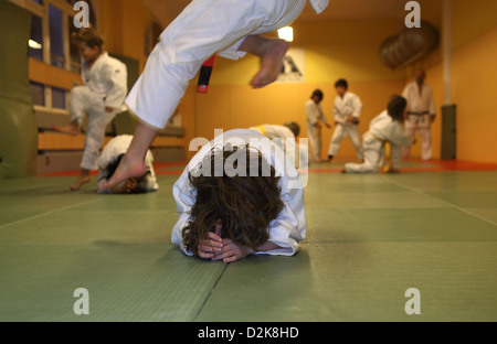 Berlin, Deutschland, Kinder in einem Judo-Kurs Stockfoto