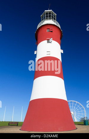Das ehemalige Eddystone Leuchtturm, Smeatons Tower entstand auf Plymouth Hacke zu feiern es bahnbrechendes Design. Stockfoto